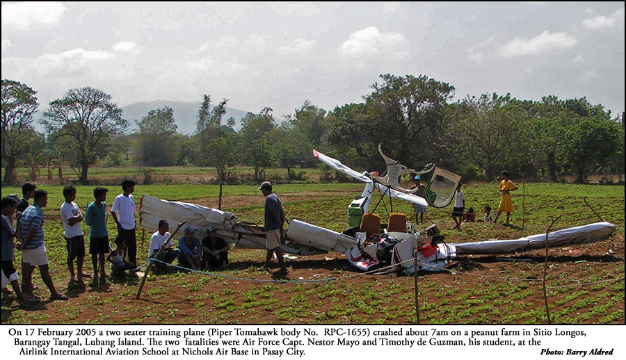 Piper Tomahawk crash in Barangay Tangal,Lubang Island, 17 February 2005
