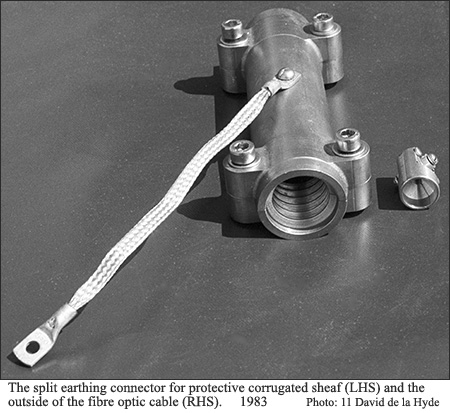 Split ring earthing connectors for the fiber optic cable and the protective covering sheath